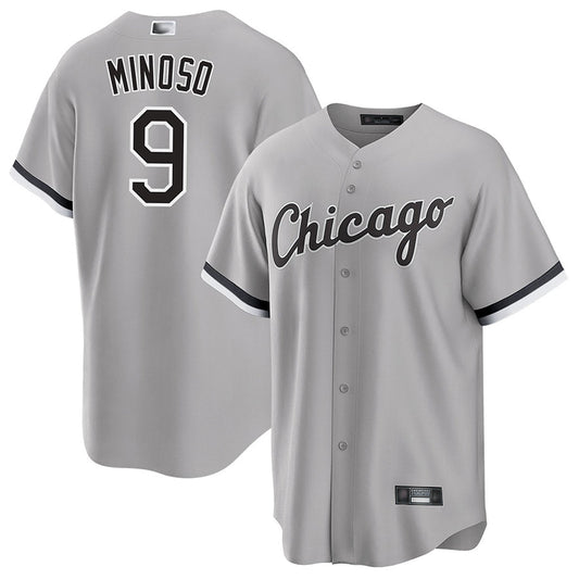 C.White Sox #9 Minnie Minoso Player Gray Road Replica Baseball Jerseys