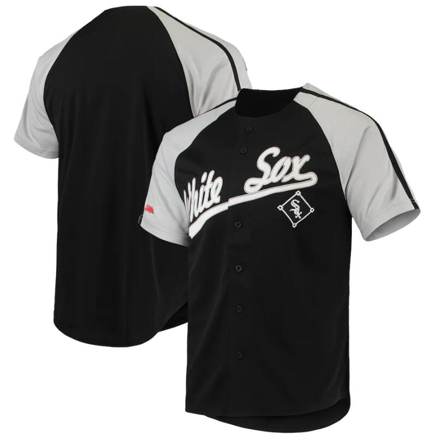 C.White Sox Blank Player Stitches Black Button-Down Raglan Replica Baseball Jerseys