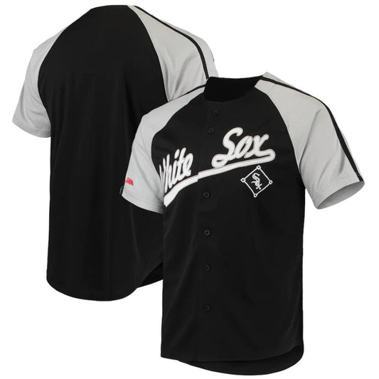 C.White Sox Blank Player Stitches Black Button-Down Raglan Replica Baseball Jerseys