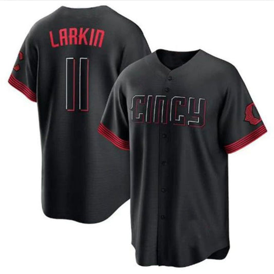 C.Reds #11 Barry Larkin Player Black City Connect Replica Baseball Jerseys