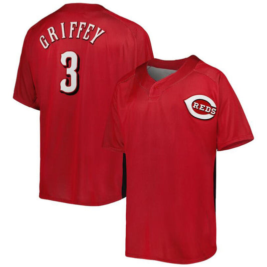 C.Reds #3 Ken Griffey Jr. Player Mitchell & Ness Red Cooperstown Collection Mesh Batting Practice Baseball Jerseys