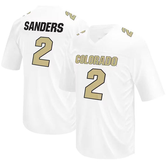 C.Buffaloes #2 Shedeur Sanders Original Retro Brand NIL Player Football Jersey - White American College Jerseys