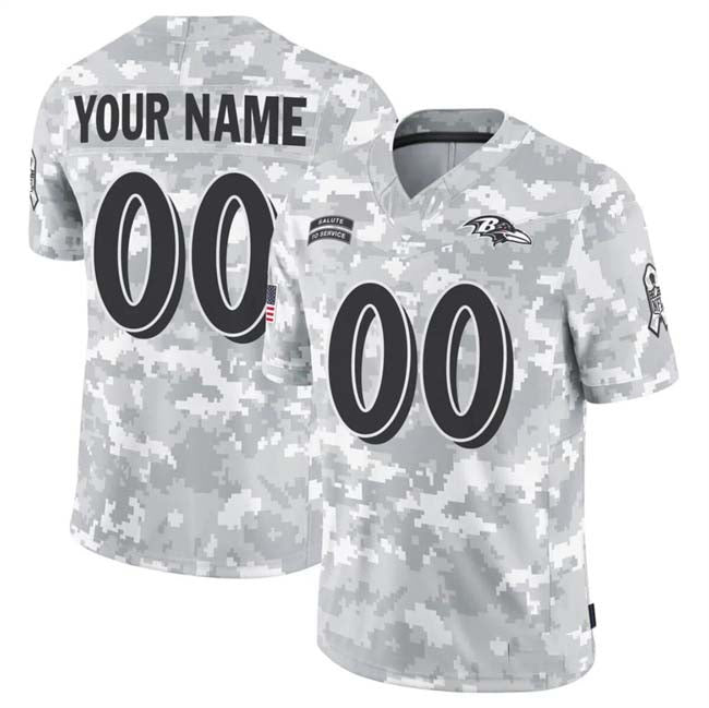 Custom B.Ravens F.U.S.E Arctic Camo Salute To Service Limited Stitched Football Jerseys