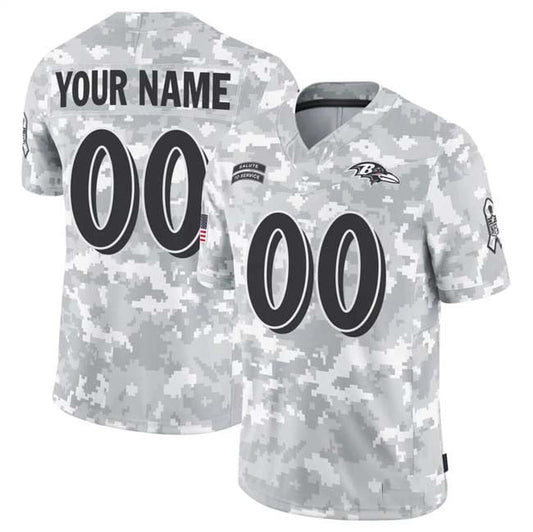 Custom B.Ravens F.U.S.E Arctic Camo Salute To Service Limited Stitched Football Jerseys