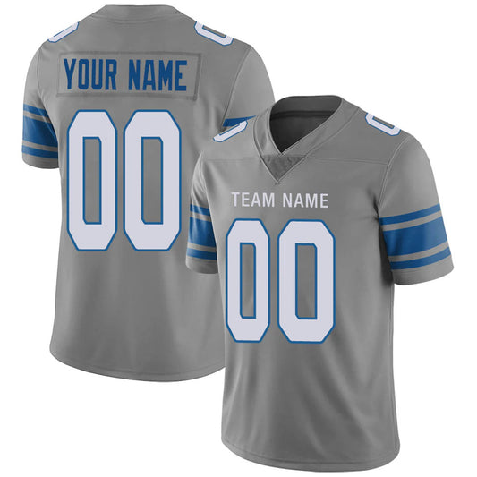 Custom D.Lions Gray Personalized Design Football Jerseys
