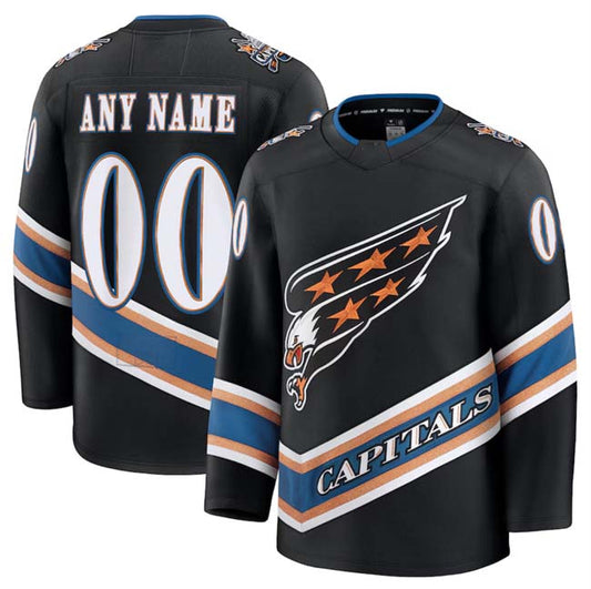 Custom W.Capitals Active Player Jersey Black Alternate Stitched American Hockey Jerseys