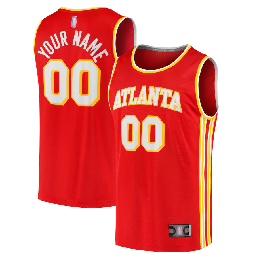 Custom A.Hawks Fanatics Red Fast Break Replica Icon Edition Basketball Jerseys