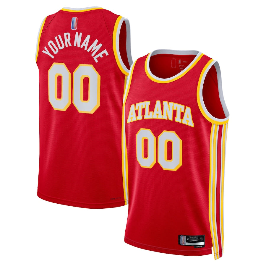 Custom A.Hawks Red Diamond Swingman  Icon Edition Basketball Jerseys