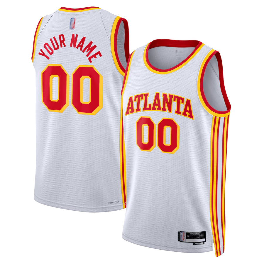 Custom A.Hawks White Swingman Association Edition Basketball Jerseys