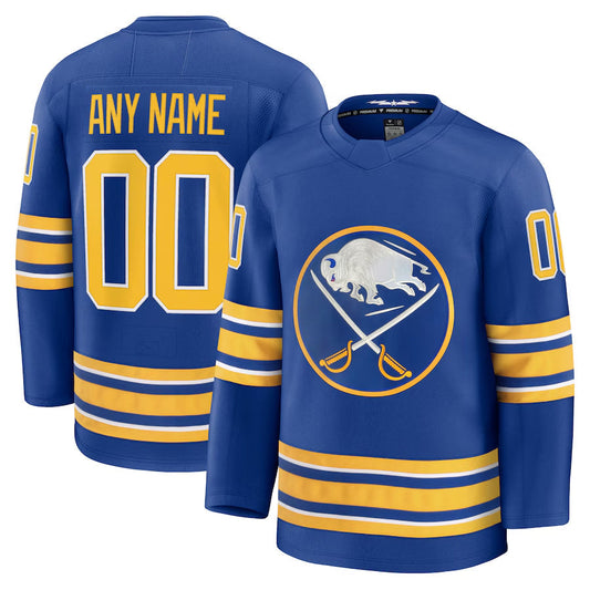 Custom B.Sabres Fanatics Home Premium Royal Hockey Jerseys