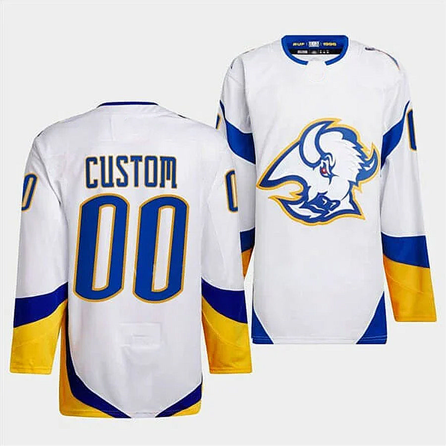 Custom B.Sabres Fanatics Reverse Retro White Hockey Jerseys