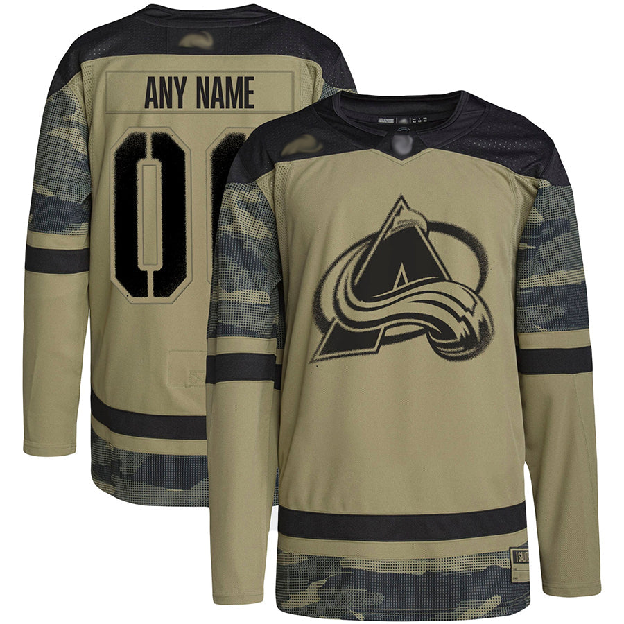 Custom C.Avalanche Fanatics Green Military Appreciation Camo Hockey Jerseys