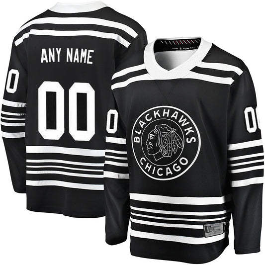 Custom C.Blackhawks Fanatics Black Alternate Breakaway Hockey Jerseys