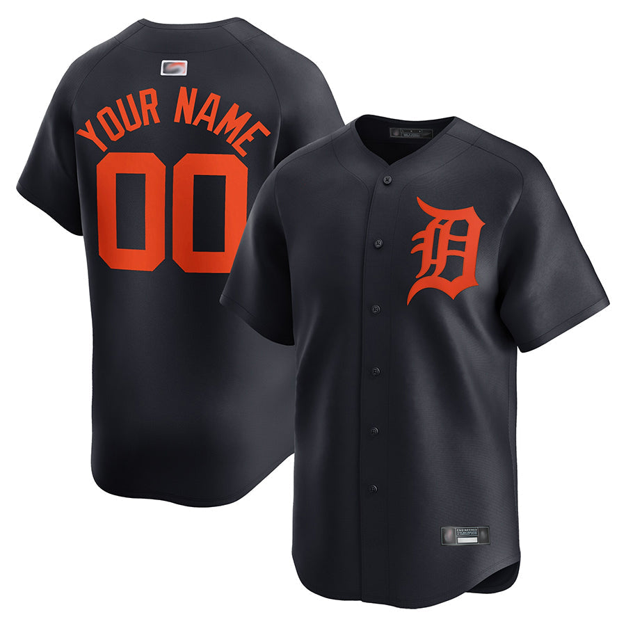 Custom D.Tigers Black Home Limited Baseball Jerseys