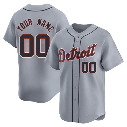 Custom D.Tigers Gray Replica Road Limited Baseball Jerseys