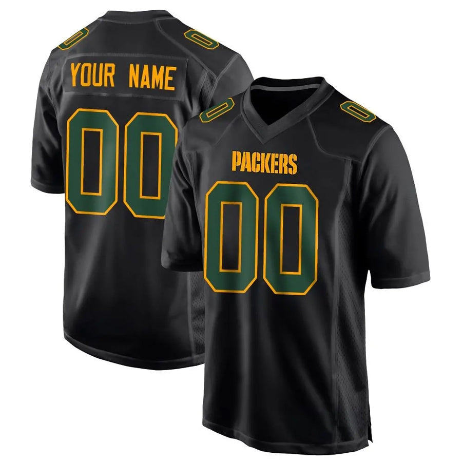 Custom GB.Packers Black Fashion Game Football Jerseys