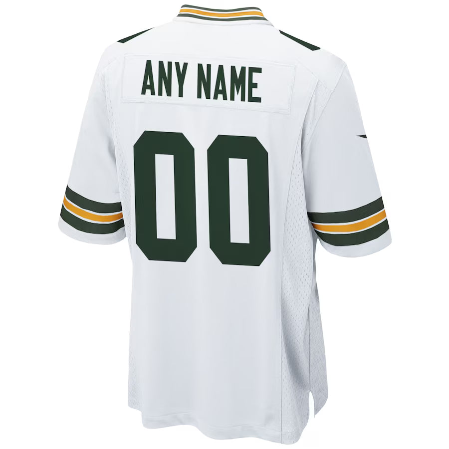Custom GB.Packers White Home Game Football Jerseys