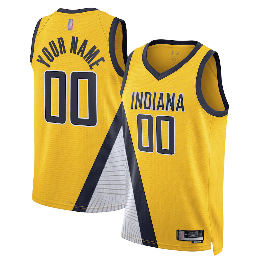 Custom IN.Pacers Yellow Swingman Statement Edition Basketball Jerseys