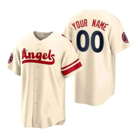 Custom LA.Angels Cream Stitched City Connect Baseball Jerseys