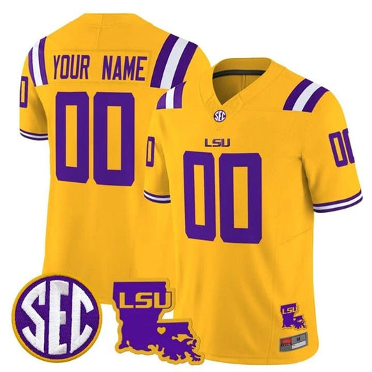 Custom L.Tigers Gold Vapor Limited Stitched College Jerseys