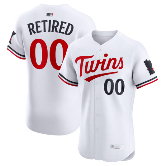 Custom M.Twins White Home Elite Pick-A Retired Baseball Jerseys