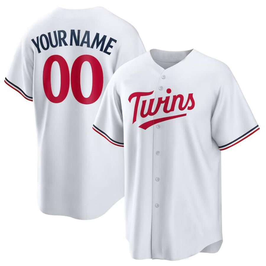 Custom M.Twins White Home Replica Baseball Jerseys