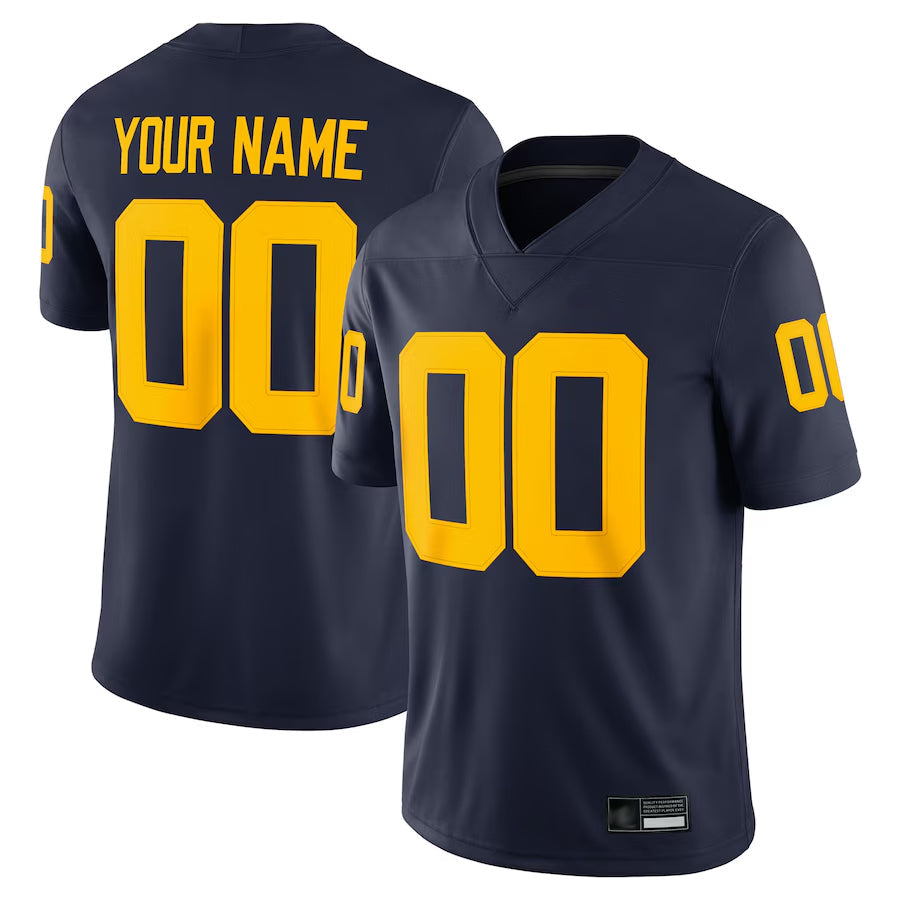 Custom Michigan Wolverines Navy Home Game Football Jerseys