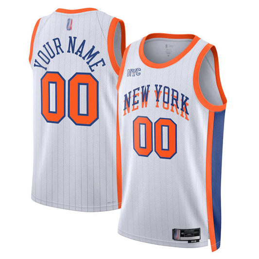Custom NY.Knicks White Swingman City Edition Basketball Jerseys