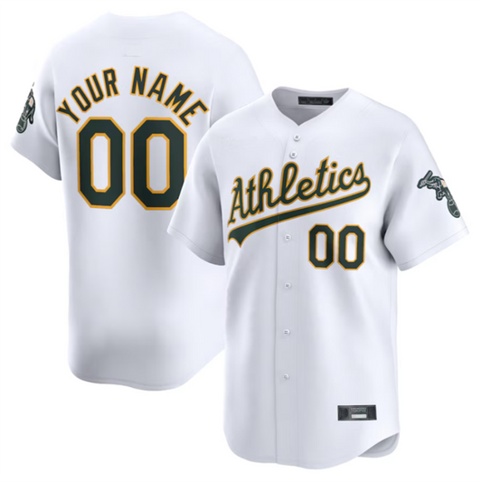 Custom O.Athletics White Home Limited Game Jersey American Stitched Baseball Jerseys