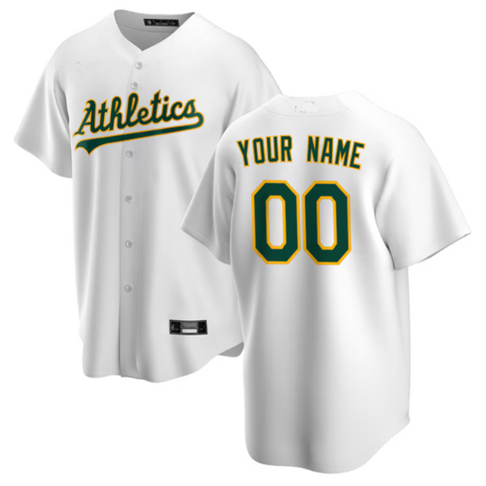 Custom O.Athletics  White Home Replica Game Jersey American Stitched Baseball Jerseys