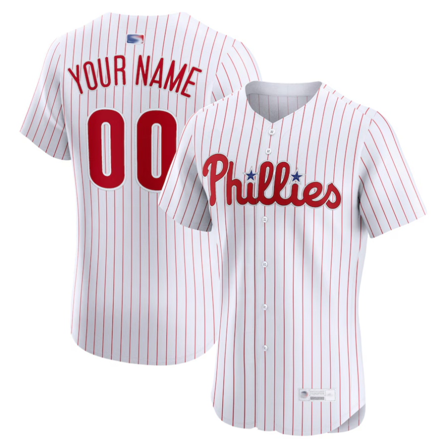 Custom P.Phillies White Home Elite Baseball Jerseys