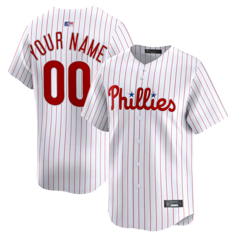 Custom P.Phillies White Home Limited Baseball Jerseys