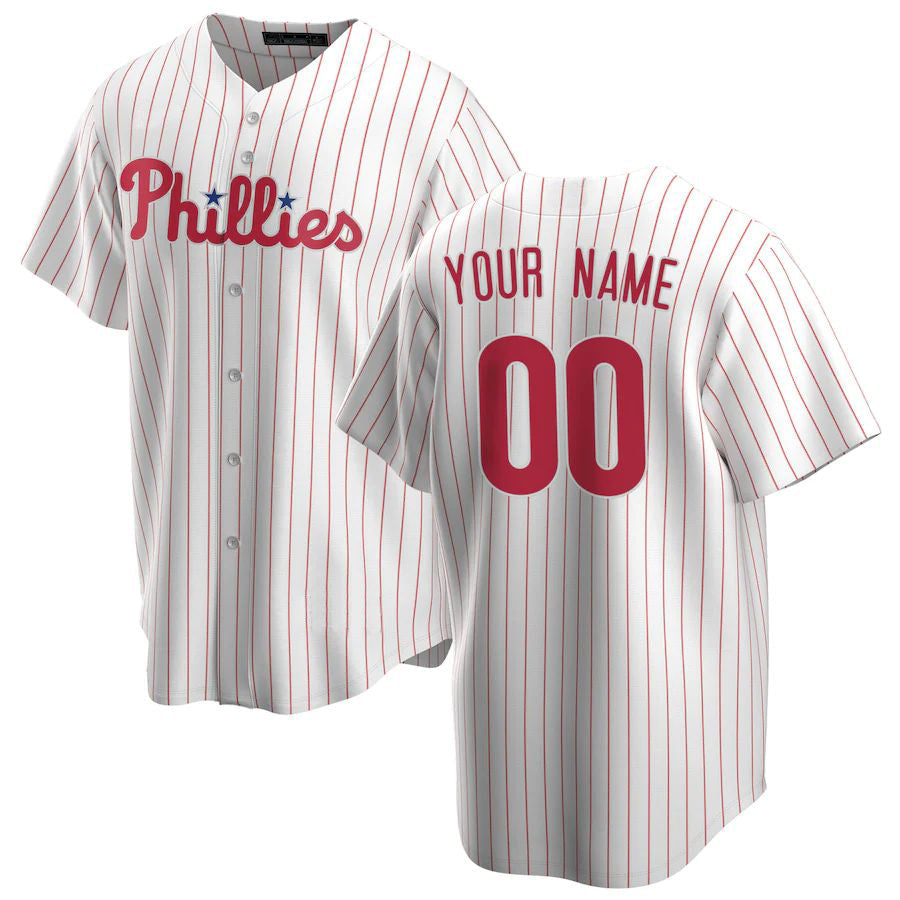 Custom P.Phillies White Home Replica Baseball Jerseys