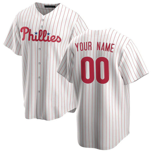 Custom P.Phillies White Home Replica Baseball Jerseys