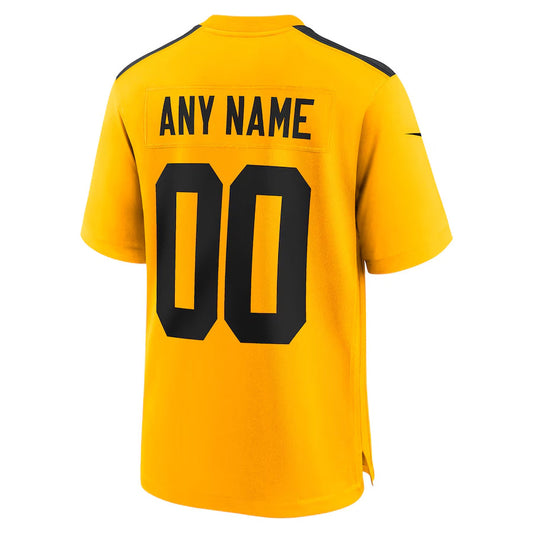 Custom P.Steelers Gold Alternate Game Football Jerseys