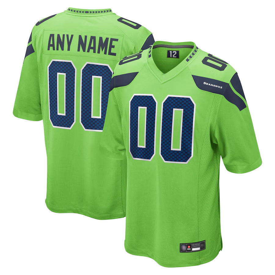 Custom S.Seahawks Neon Green Alternate Game Football Jerseys