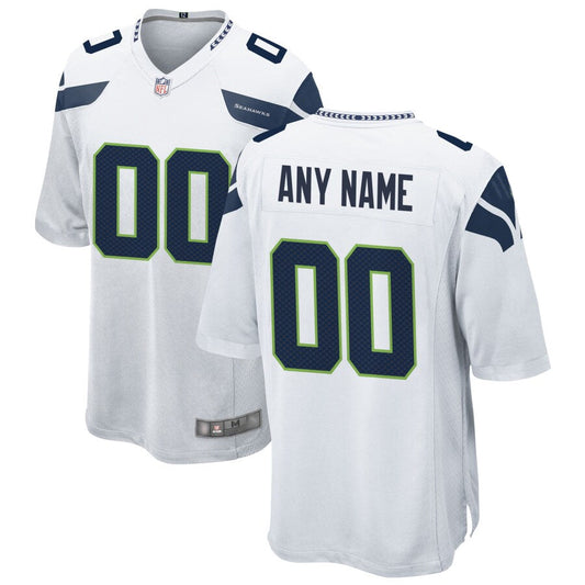 Custom S.Seahawks White Home Game Football Jerseys