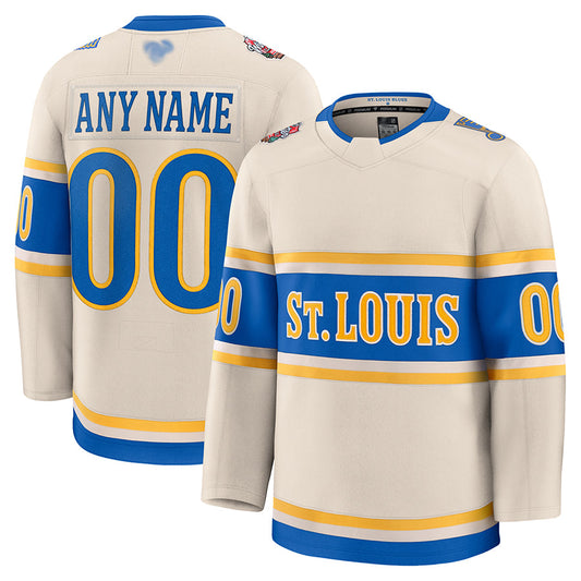 Custom St. L.Blues Fanatics Cream Classic Premium Hockey Jerseys