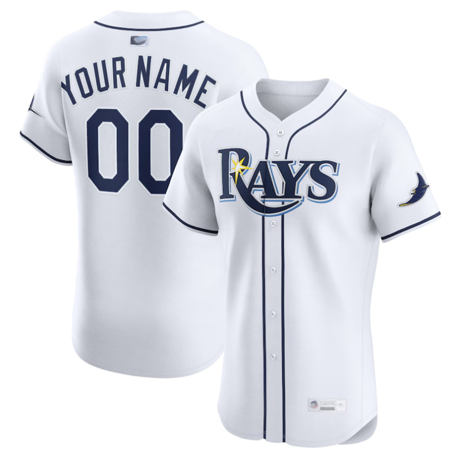 Custom TB.Rays White Home Limited Elite Baseball Jerseys