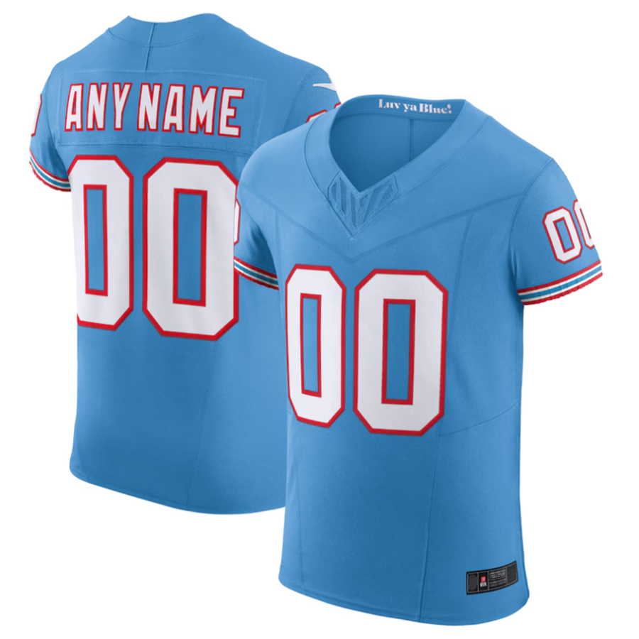 Custom T.Titans Light Blue Vapor F.U.S.E. Elite Jersey -Stitched American Football Jerseys