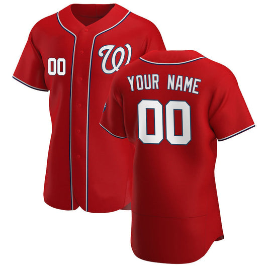 Custom W.Nationals Scarlet Home Limited Baseball Jerseys