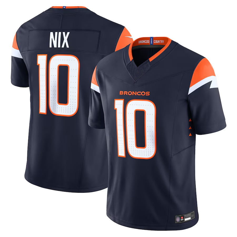 D.Broncos #10 Bo Nix Player Navy Vapor F.U.S.E. Limited Football Jerseys