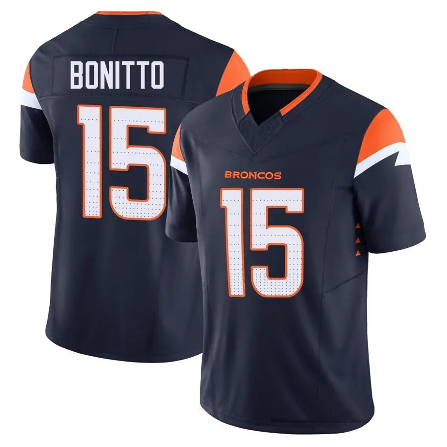 D.Broncos #15 Nik Bonitto Player Navy Vapor F.U.S.E. Limited Football Jerseys