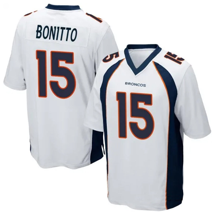 D.Broncos #15 Nik Bonitto Player White Game Football Jerseys
