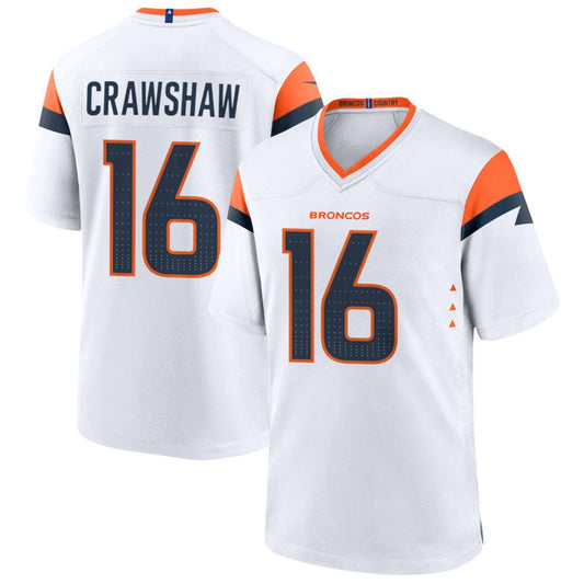 D.Broncos #16 Jeremy Crawshaw Player White Home Game Football Jerseys