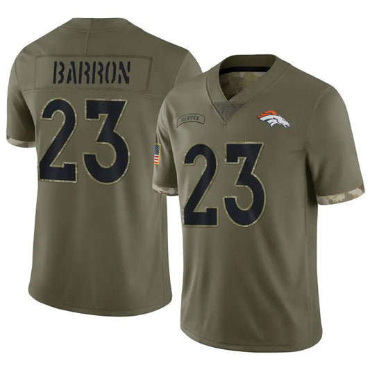 D.Broncos #23 Jahdae Barron Player Limited Salute To Service Olive Football Jerseys