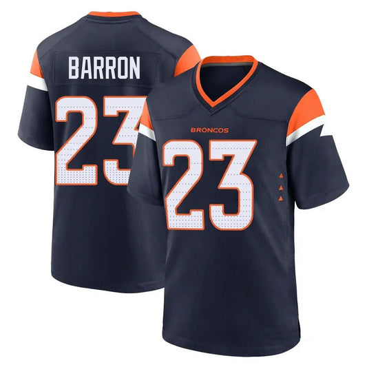 D.Broncos #23 Jahdae Barron Player Navy Home Game Football Jerseys