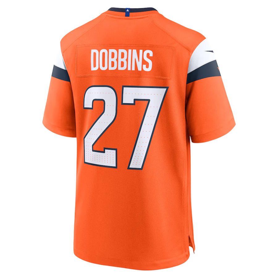D.Broncos #27 J.K. Dobbins Player Orange Home Game Football Jerseys