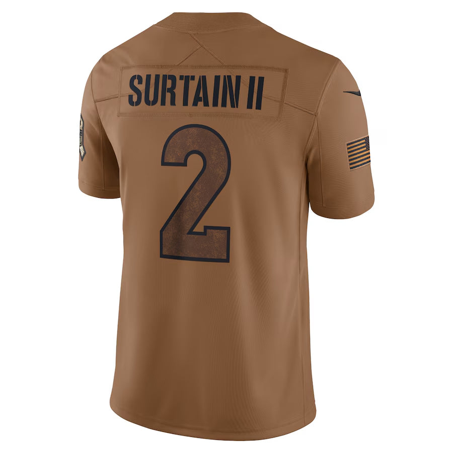 D.Broncos #2 Patrick Surtain II Player Brown Salute To Service Limited Football Jerseys