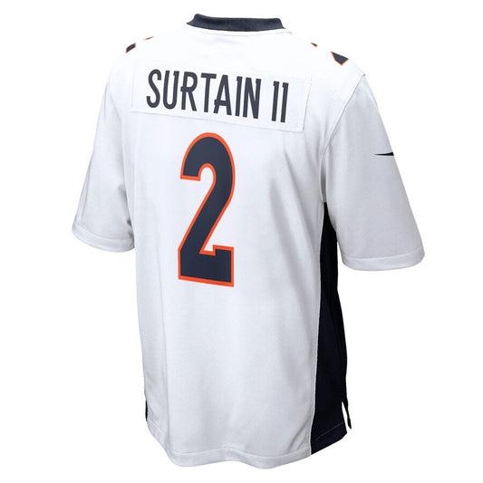 D.Broncos #2 Patrick Surtain II Player White Home Game Football Jerseys